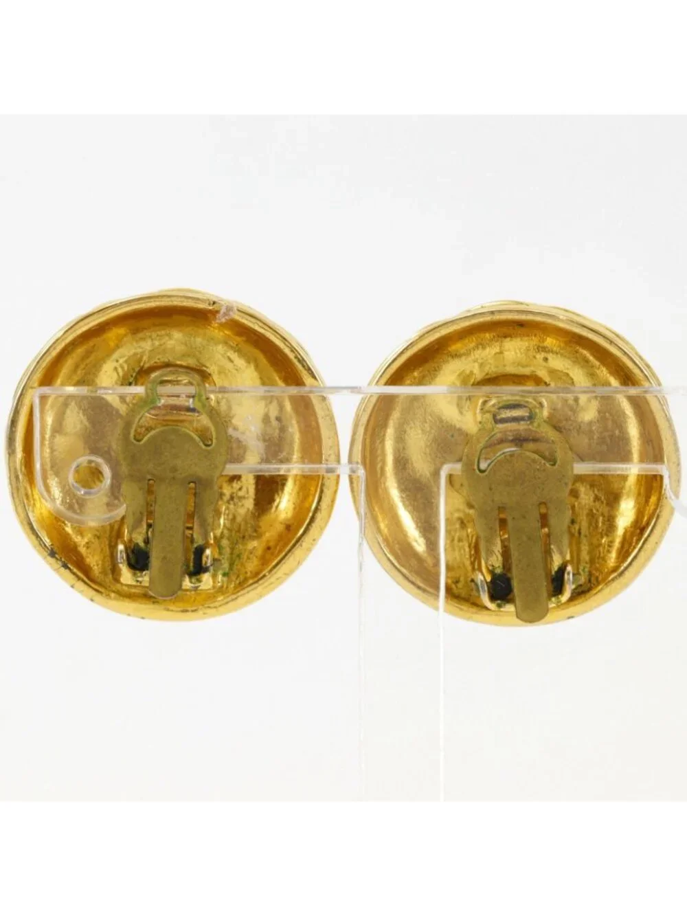 Chanel CC Logo Quilted Vintage Gold Plated 25 Earrings
